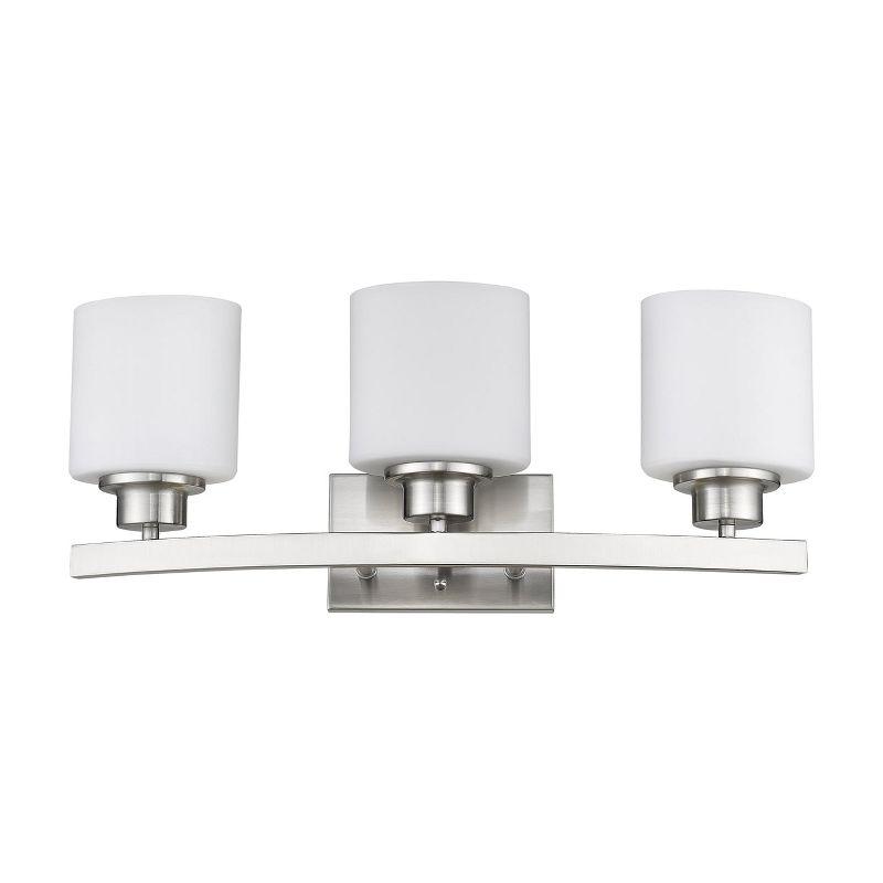 Chloe Lighting Aaliyah Contemporary 3 Light Brushed Nickel Bath Vanity Light Opal White Glass 23" Wide