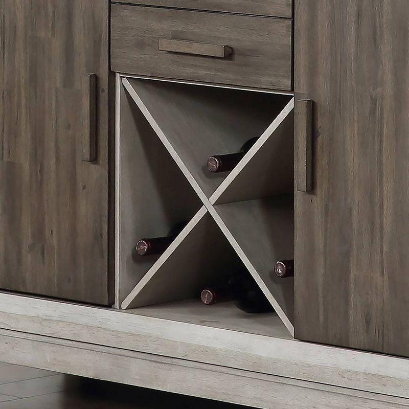 Abacus Server Alabaster/Honey - Steve Silver Co.: Transitional Style, Wine Rack, 2 Drawers & Doors