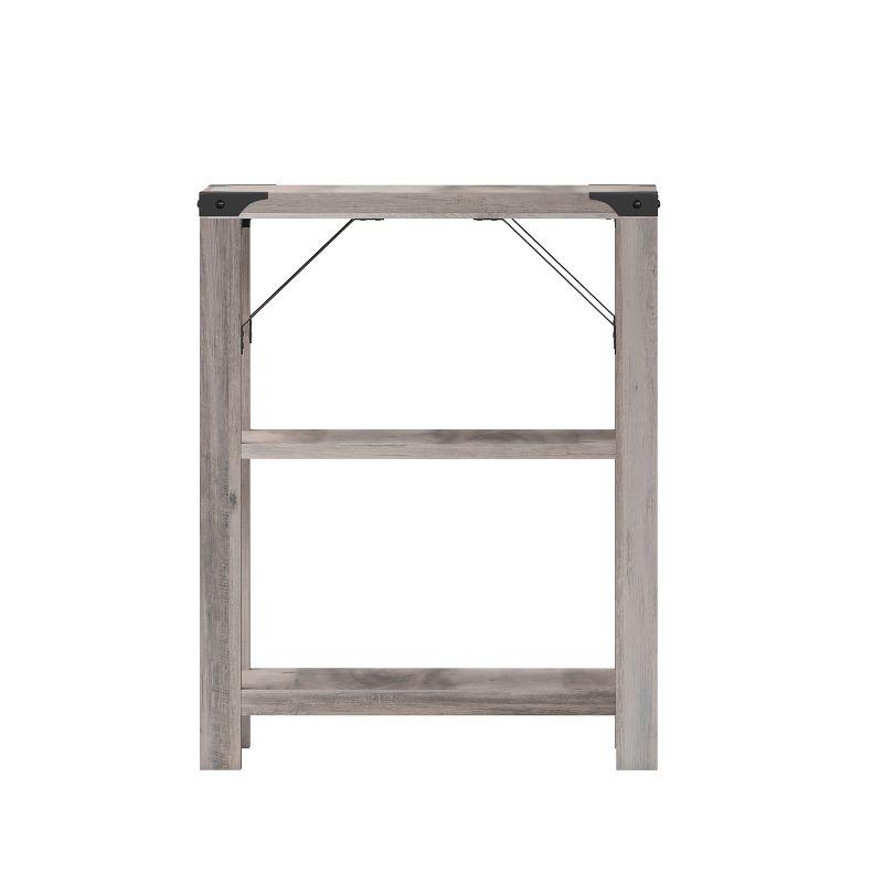 Wyatt 17.5" Square Gray Wash Modern Farmhouse End Table with Metal Accents