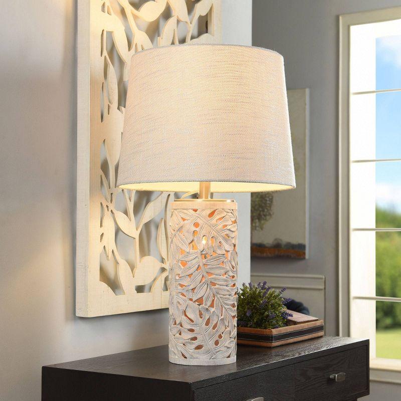 Hevea Cream Coastal Table Lamp with Leaf Design