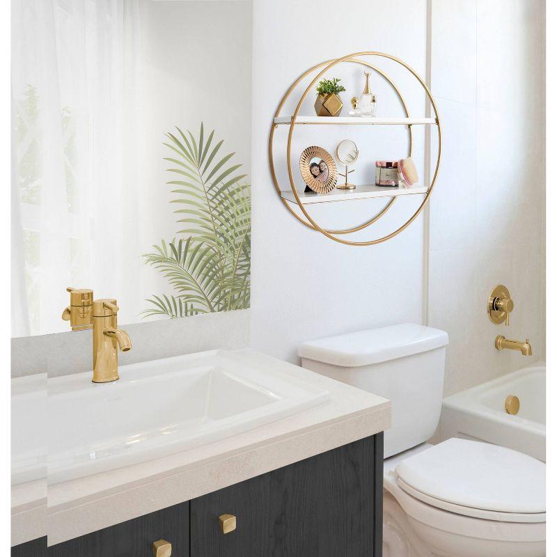 Kate & Laurel All Things Decor 24" Diameter Sequoia Wood and Metal Round Wall Shelf White: No Assembly, 2-Tier Storage