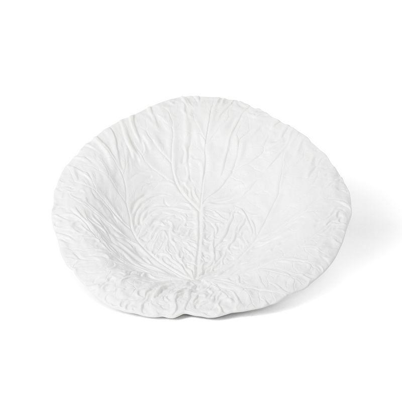 White Ceramic Cabbage Leaf Round Serving Platter