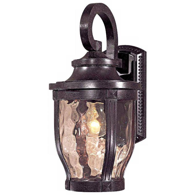 Minka Lavery Rustic Outdoor Wall Light Fixture Corona Bronze 16 1/4" Clear Hammered Glass for Post Exterior Deck Porch Yard Patio