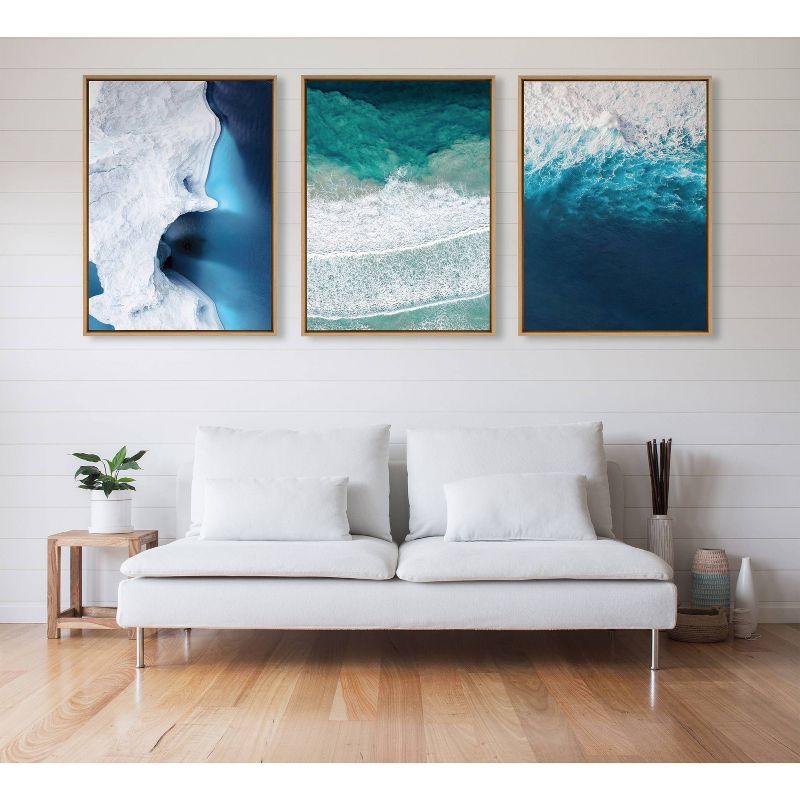 28" x 38" Sylvie Seascape Splashing Wave Frame Canvas by Creative Bunch - Kate & Laurel All Things Decor