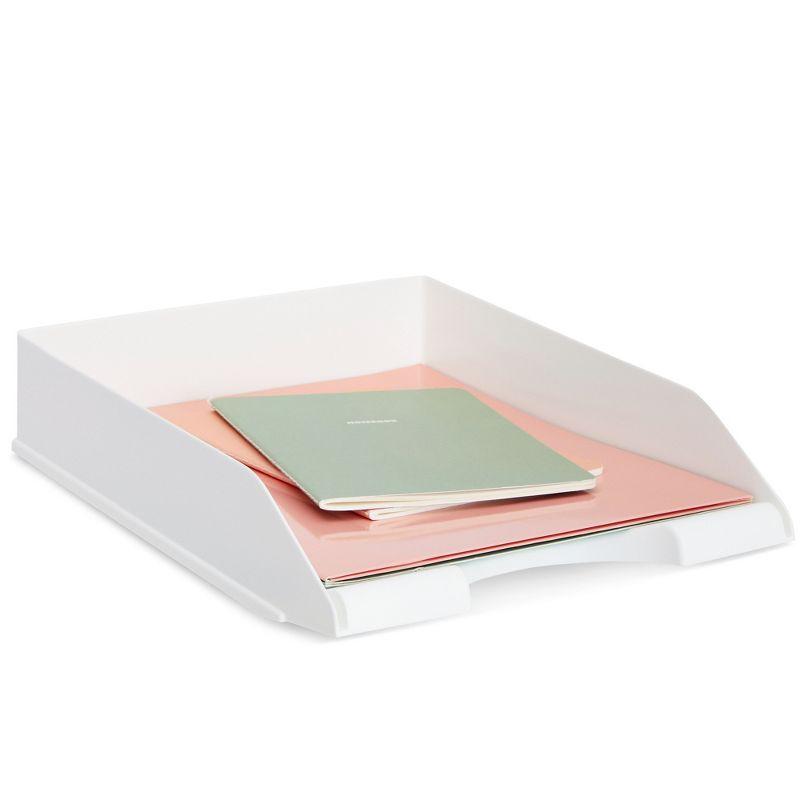 Stockroom Plus 4 Pack Stackable Paper Trays for Letter Documents, Desktop File Organizers, 10 x 13.45 x 2.5 In - White