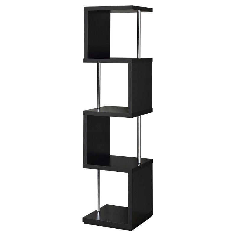 Baxter 4 Shelf Zig Zag Bookcase with Chrome Details - Coaster