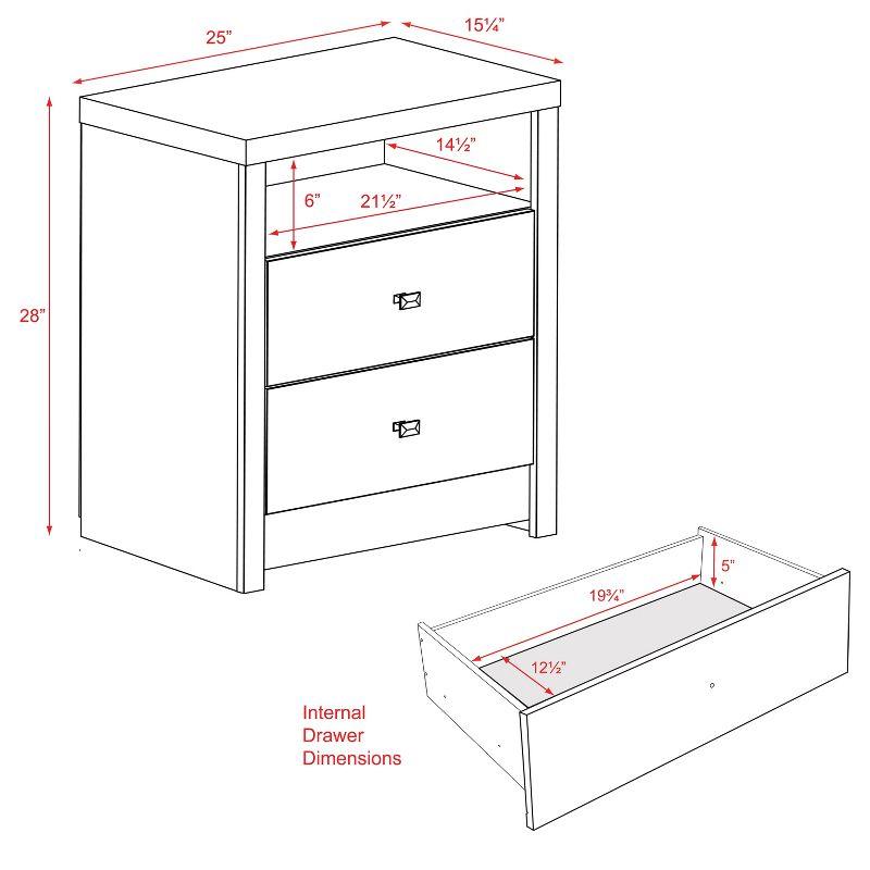 Cosmopolitan Chic White 2-Drawer Tall Nightstand with Chrome Knobs