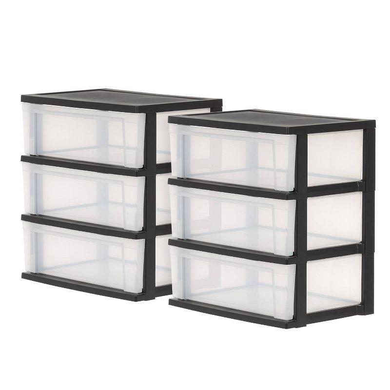 IRIS USA, Inc. 3 Drawer Wide Plasitc Chest  (Set of 2)