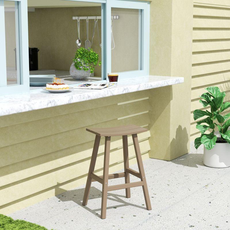 WestinTrends Malibu HDPE Outdoor Patio 29" Bar Stool Saddle Seat, Weathered Wood