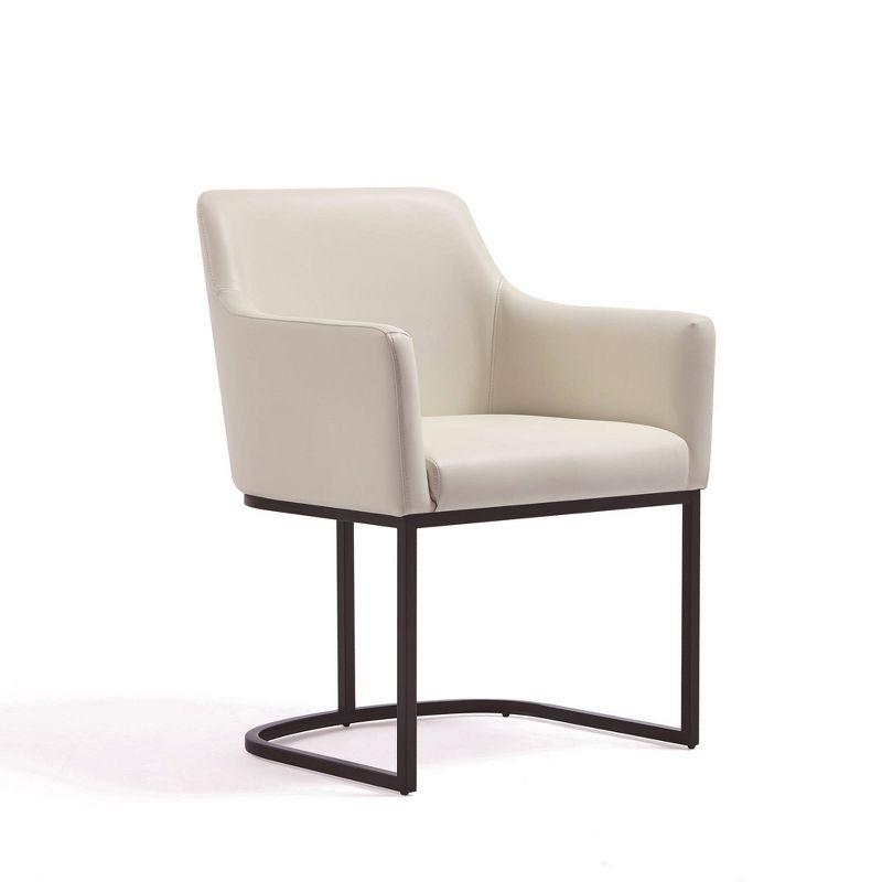 Set of 6 Serena Modern Leatherette Upholstered Dining Chair Set Cream - Manhattan Comfort: No Assembly, Steel Legs