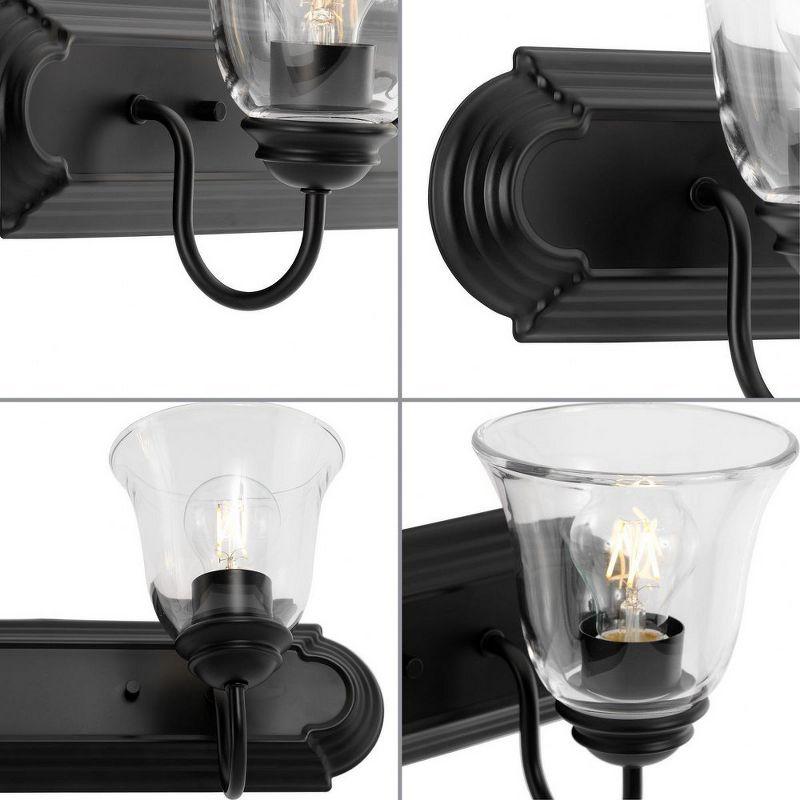 Progress Lighting, Calhoun Collection, 2-Light Vanity Light, Matte Black, Clear Glass Shades, Material: Steel