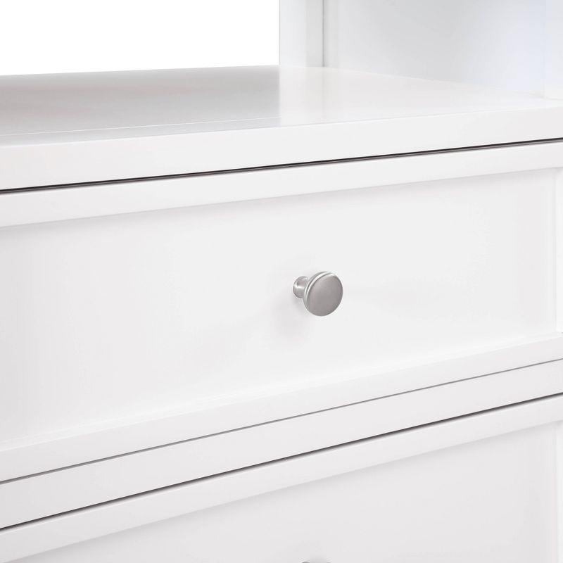 Comfort Pointe Walker Nightstand White: Poplar Wood, Nickel Knobs, Metal Ball Bearing Glides