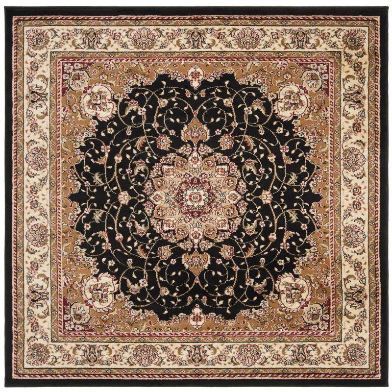 Lyndhurst LNH329 Power Loomed Area Rug - Black/Ivory - 6'x6' - Safavieh