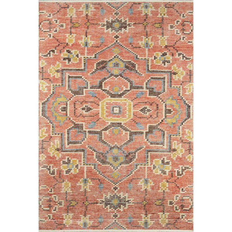 Momeni 9'x12' Ophelia Medallion Handknotted Area Rug Red: Wool & Cotton, Low Pile, Classic Rectangle, Indoor Use
