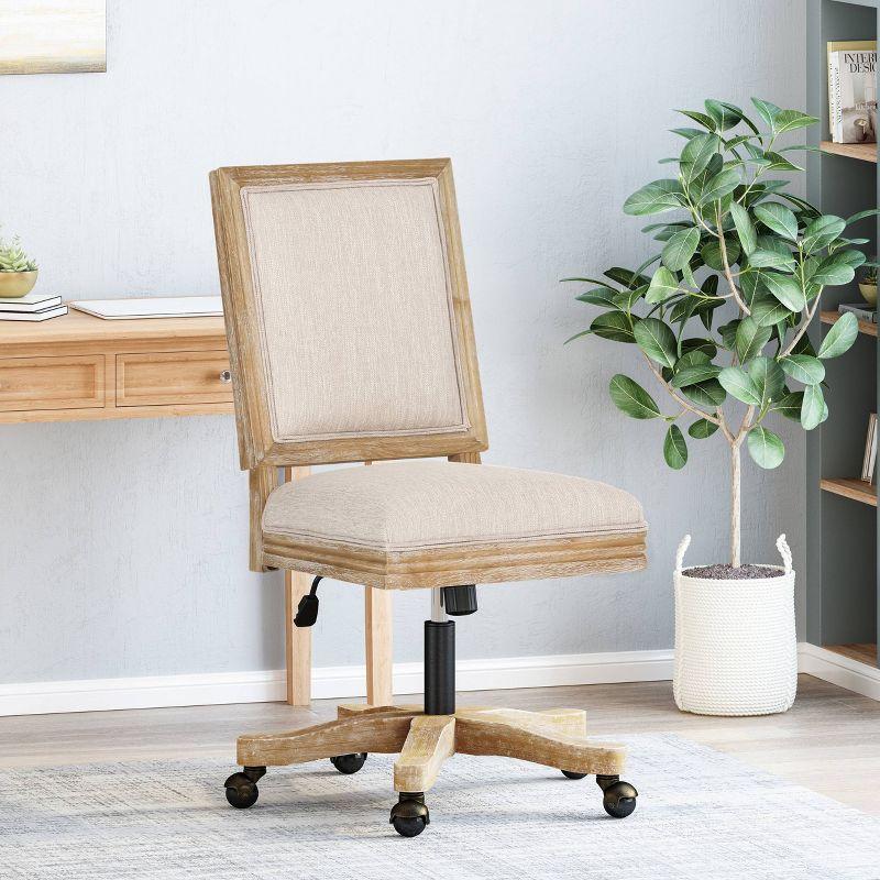 Sandine Rustic Upholstered Swivel Office Chair - Christopher Knight Home