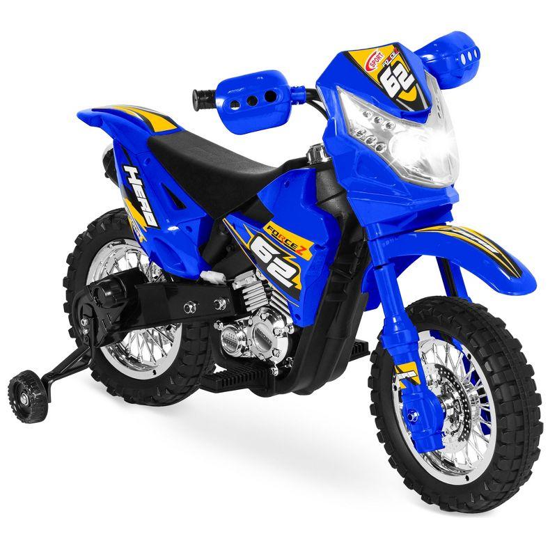 Blue 6V Kids Ride-On Motorcycle with Training Wheels