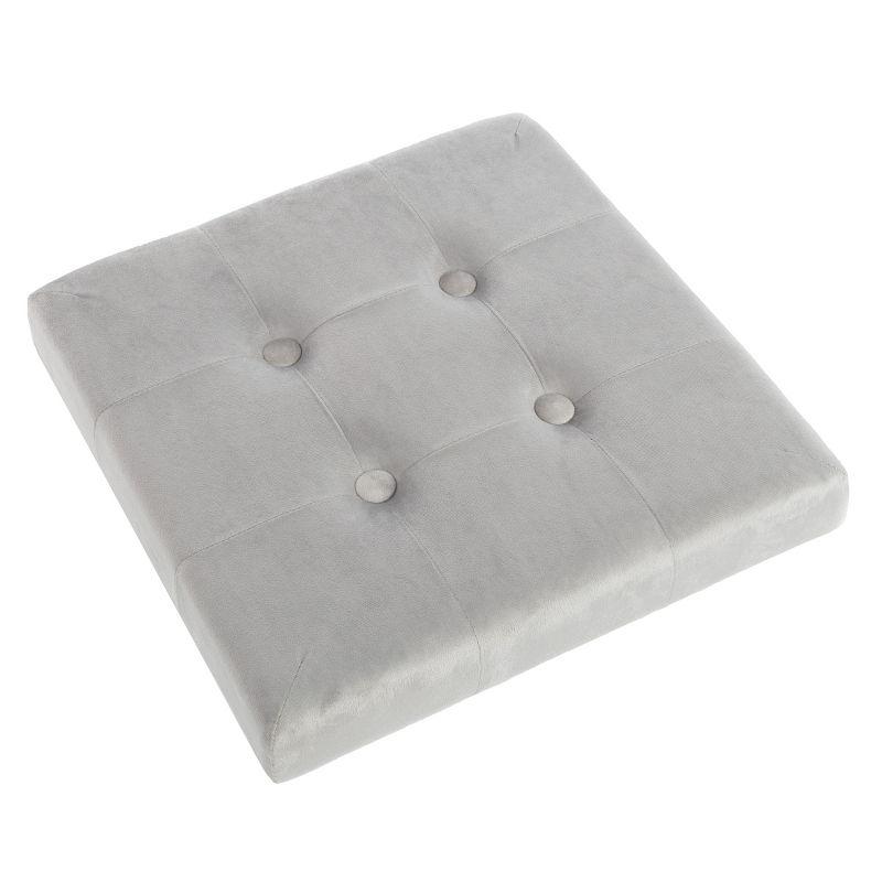 Premium Gray Velvet 15'' Multipurpose Tufted Storage Ottoman