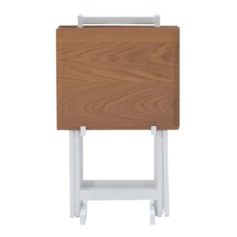 Marlowe Natural and White Folding Tray Table Set