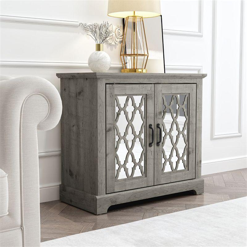 Galano Heron 2 Door Accent Cabinet (29.3 in. H x 32.4 in. W x 15.7 in. D) in Dusty Gray Oak, Mexican Gray, Ivory with Knotty Oak, Black with Knotty Oak