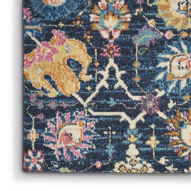 Navy Floral Whimsy 10' x 14' Synthetic Easy-Care Area Rug