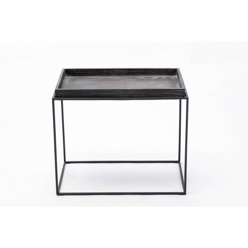 Dark Gray Oak and Metal Rectangular End Table