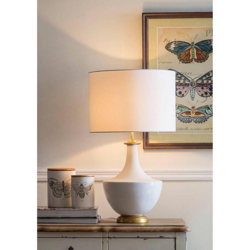 Ceramic Table Lamp with Linen Shade Cream - Storied Home: Gold Accents, UL Listed, No Assembly Required