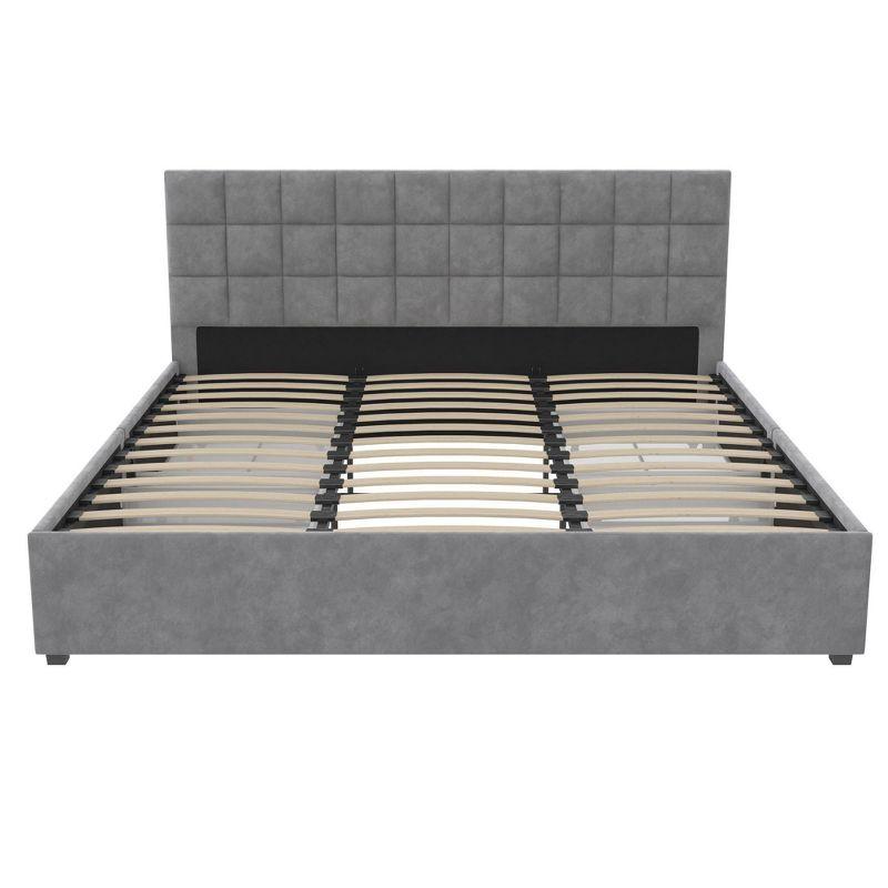 Serena Upholstered Bed with Drawers Light Gray Velvet - Cosmoliving By Cosmopolitan