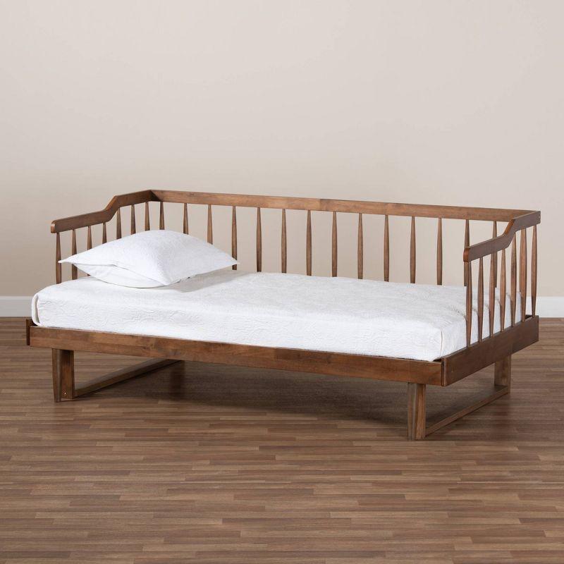 Twin to King Muriel Expandable Spindle Daybed Walnut - Baxton Studio: Contemporary Unupholstered, No Box Spring Needed