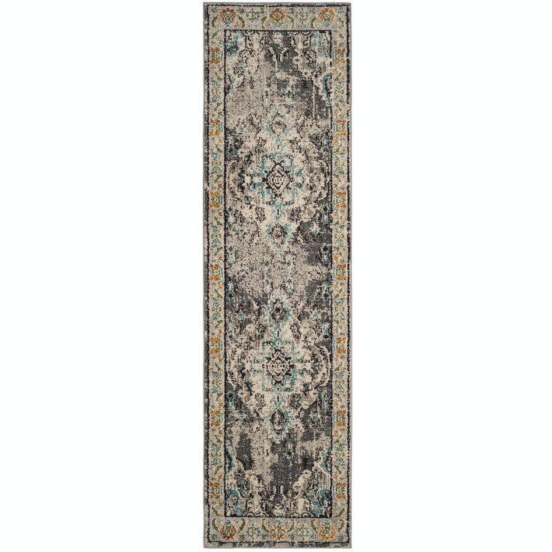 Monaco MNC243 Power Loomed Indoor Runner Rug - Grey/Light Blue - 2'2"x8' - Safavieh