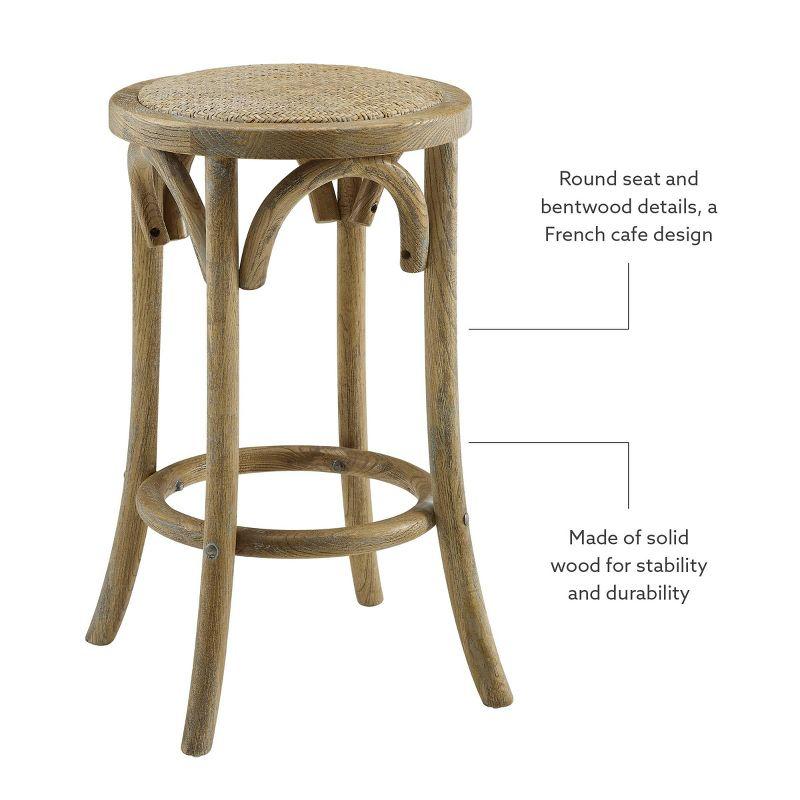 Rae Rattan 25" Backless Beige Wood Counter Stool