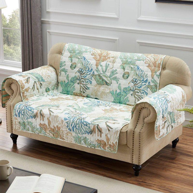 Atlantis Jade Reversible Furniture Slipcover