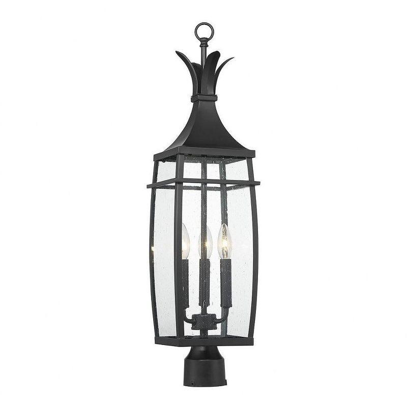 Montpelier Matte Black 3-Light Outdoor Post Lantern with Clear Seeded Glass