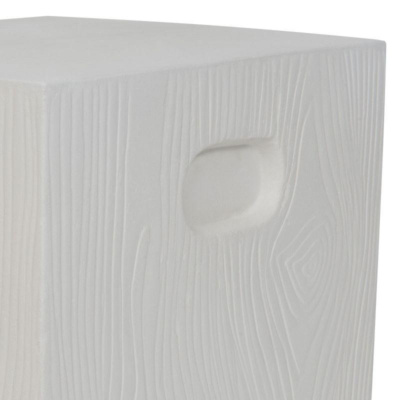 15'' Square Ivory Concrete Modern Accent Stool