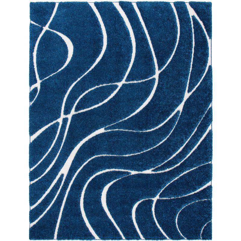 Florida Shag SG471 Power Loomed Indoor Area Rug - Navy/Ivory - 9'x12' - Safavieh