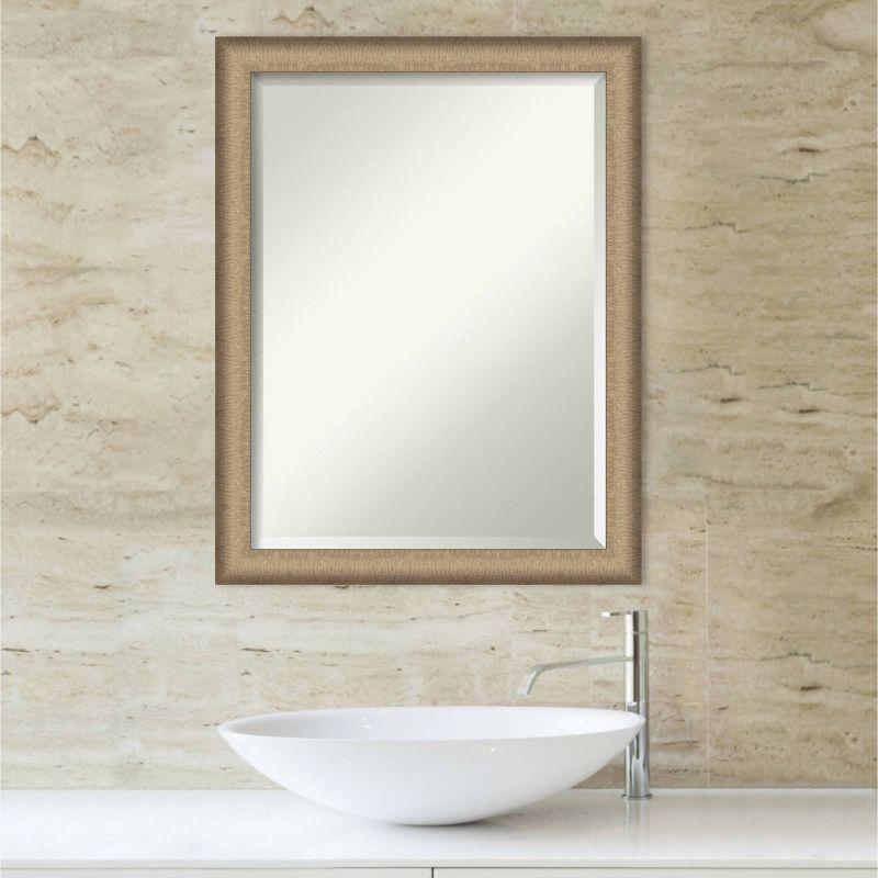 21" x 27" Elegant Brushed Framed Bathroom Vanity Wall Mirror Bronze - Amanti Art: Satin Finish, Polystyrene Frame, Wall Mounted