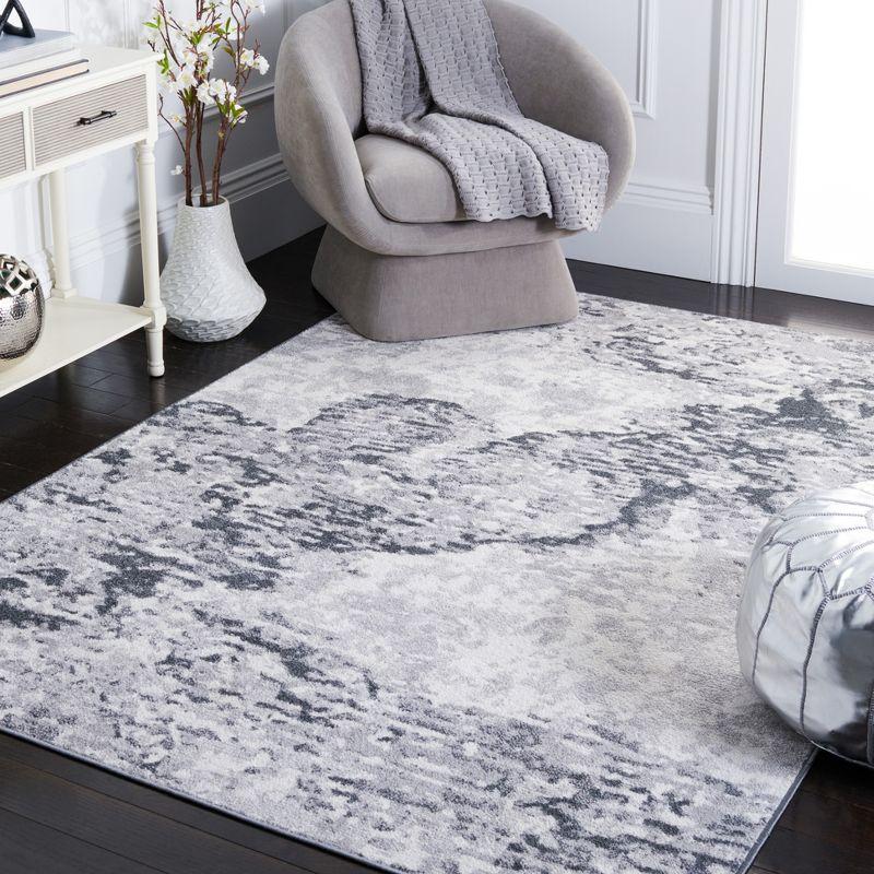 Abstract Elegance 8' x 10' Hand-Knotted Gray Synthetic Area Rug