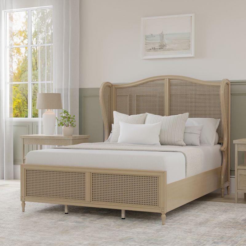 Sausalito Medium Taupe King Bed with Natural Cane Panels