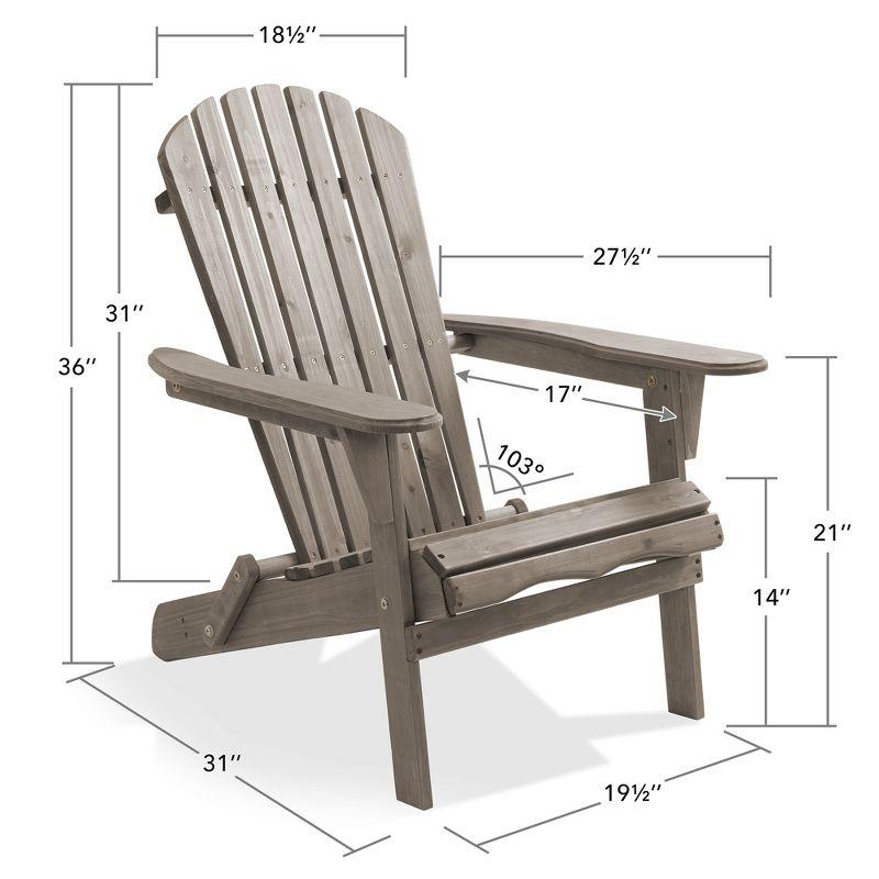 Casafield Folding Wooden Adirondack Chair, Pre-Assembled Backrest