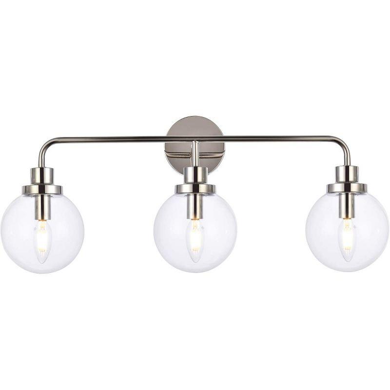 Elegant Lighting Hanson 3 lights bath sconce in polished nickel with clear shade
