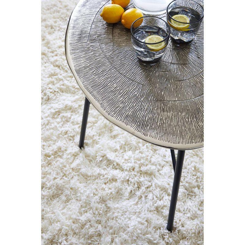 Laverford End Table Metallic Black/Gray - Signature Design by Ashley: Chrome-Tone, Splayed Legs, Cast Aluminum