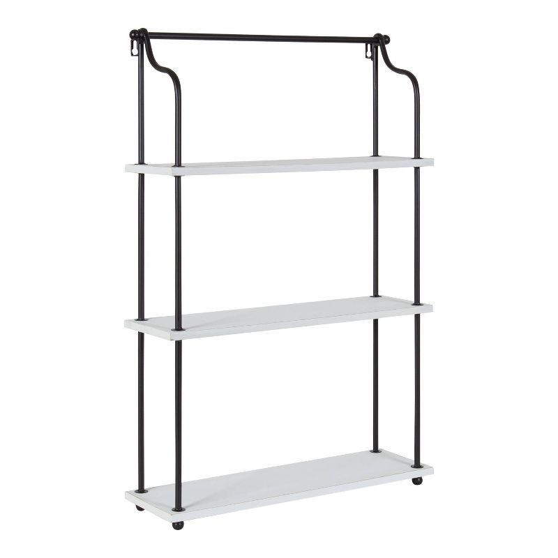 Walters White Wood and Metal 3-Tier Wall Shelf