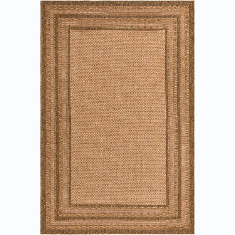 Unique Loom 5' 3 x 8' 0 Tan Outdoor Border Multi Border Area Rug