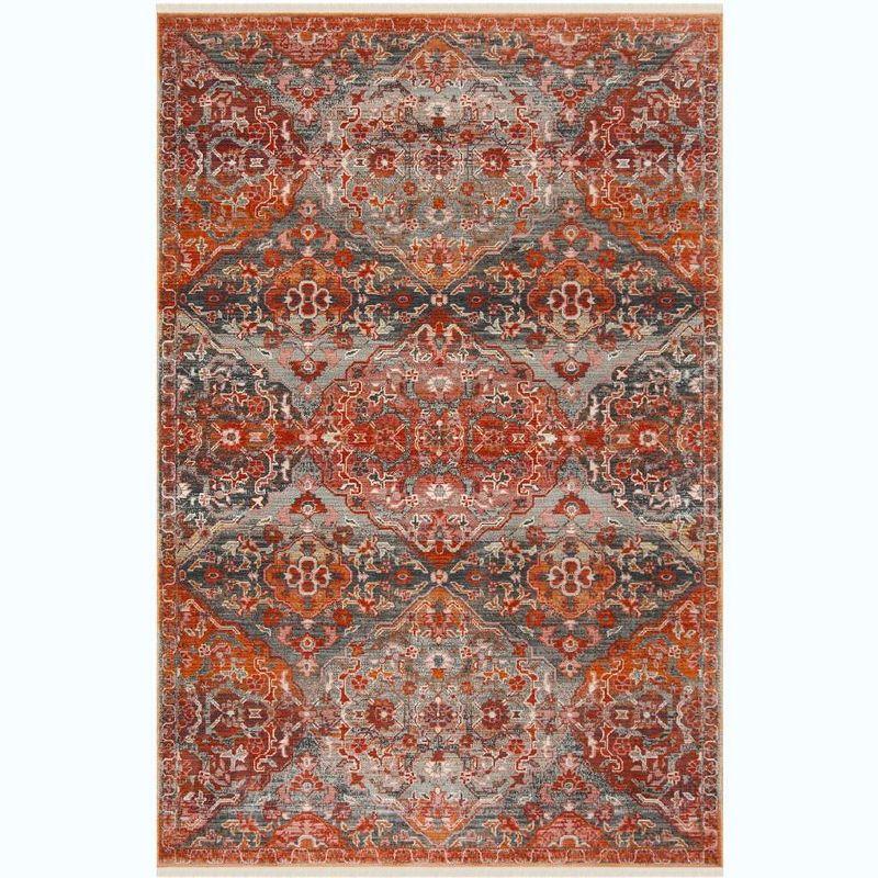 Vintage Persian VTP470 Power Loomed Indoor Area Rug - Aqua/Orange - 4'x6' - Safavieh.