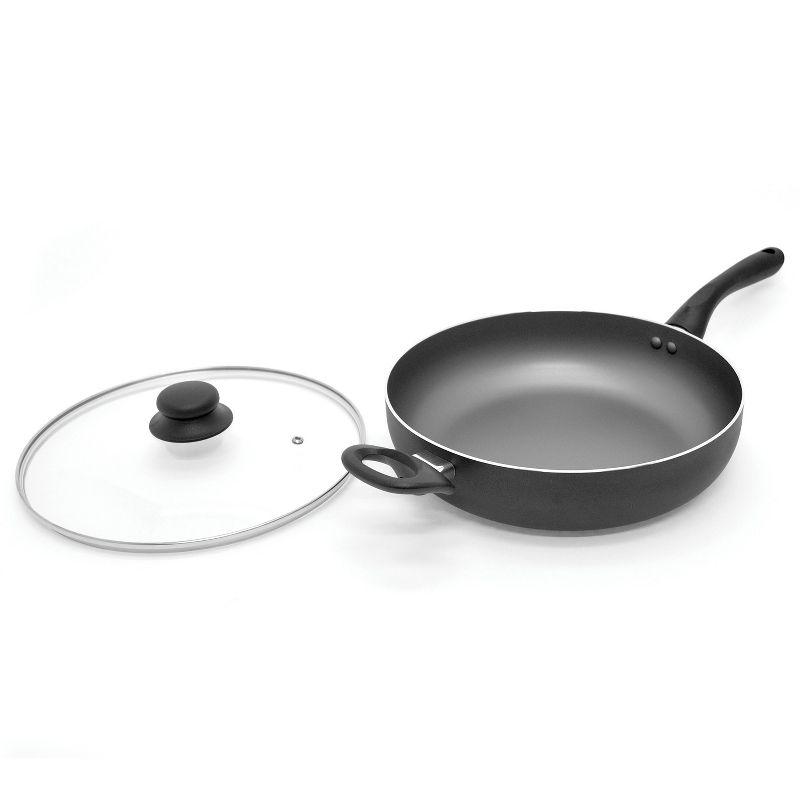 Starfrit 11-In. Nonstick Aluminum Deep Fry Pan with Lid in Black