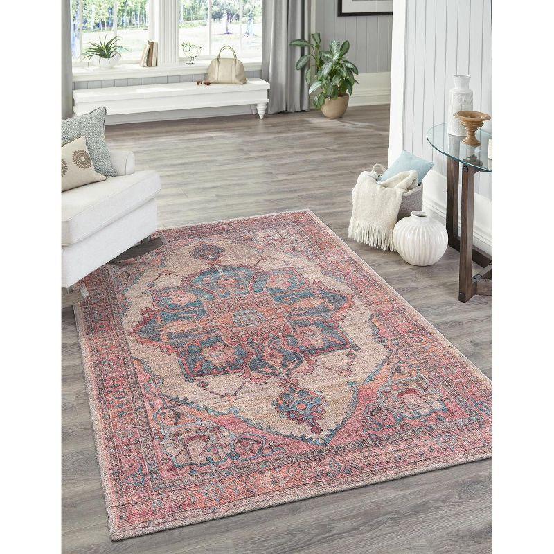 Unique Loom Nostalgia Ella Floral Washable Indoor Flatweave Woven Area Rug