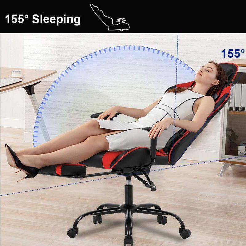 FDW PC Gaming Chair Desk Chair Ergonomic Office Chair Executive High Back PU Leather Racing Computer Chair with Lumbar Support Footrest