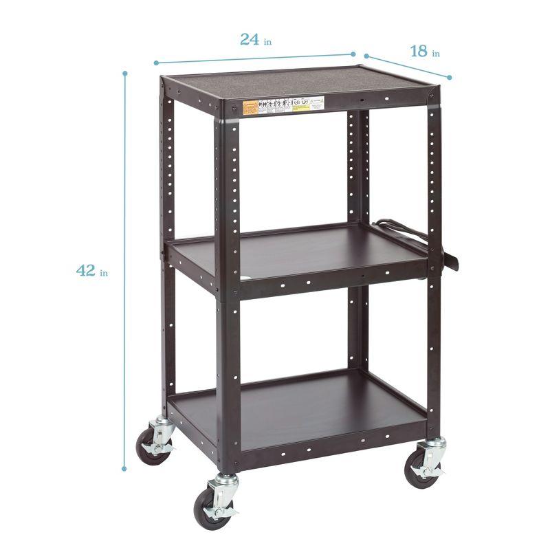 ECR4Kids AV Media Cart, Rolling Storage, Black