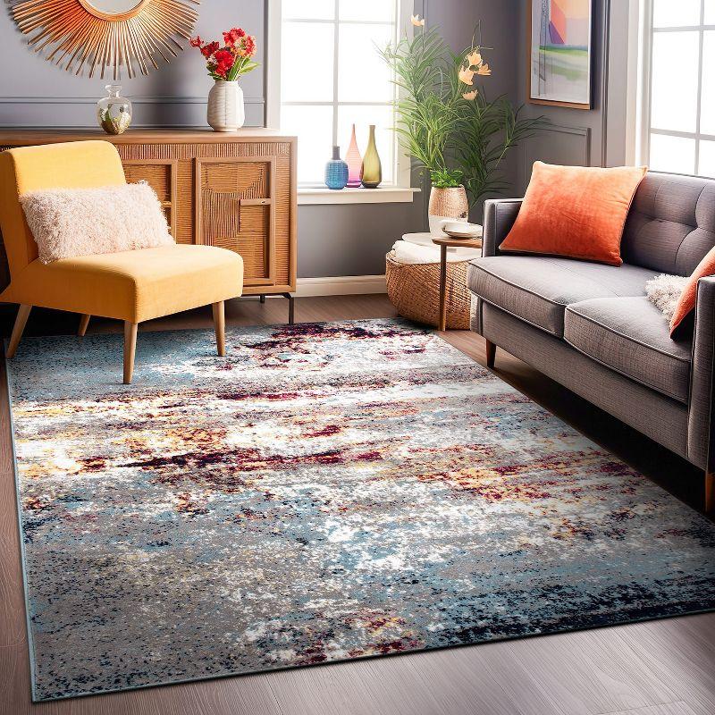 World Rug Gallery Distressed Abstract Watercolor Multi 5' x 7' Area Rug