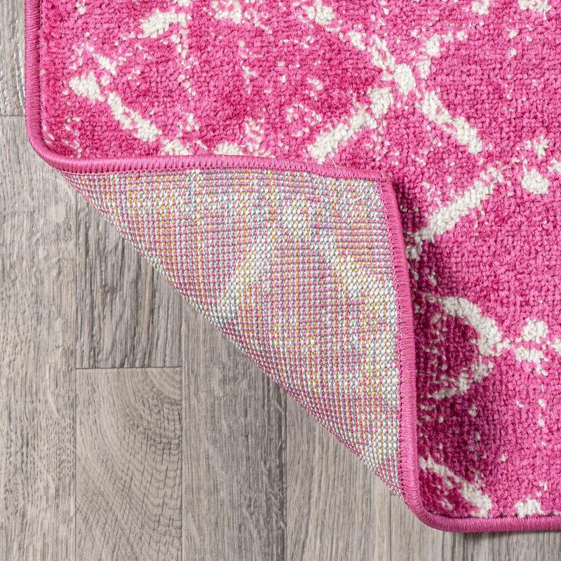 5' x 8' Moroccan HYPE Boho Vintage Diamond Area Rug, Fuchsia/Ivory - JONATHAN Y