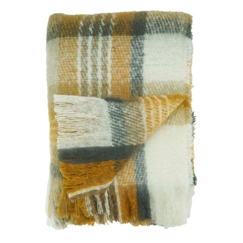 Cozy Wool Machine Washable Check Throw Blanket